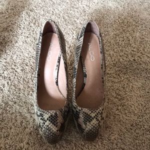 ALDO snakeskin platform stiletto pumps